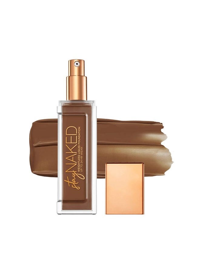 Urban Decay Stay Naked Weightless Liquid Foundation (80WY - Deep Warm - Golden Undertone), Waterproof Face Makeup, Buildable Medium Coverage with No Caking, Real-Skin Matte Finish - 1 fl oz