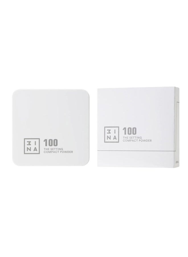 MAKEUP - Vegan - Cruelty Free - The Setting Compact Powder 100 - White - Fixes and Sets Makeup - Mineral Powder - Long Lasting - Mattifying Effect - Absorbs Extra Oilness - Natural Finish