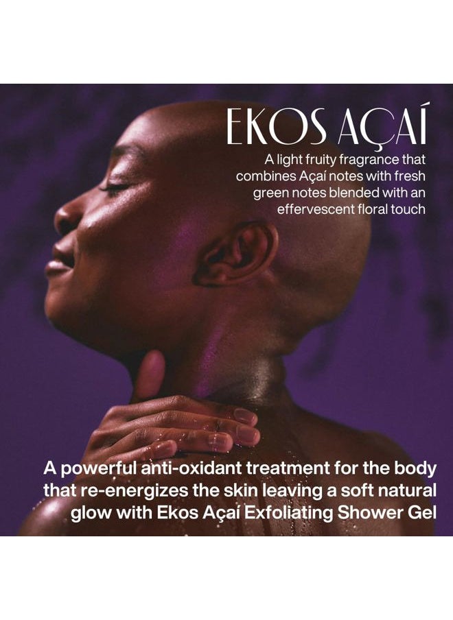 Ekos Açaí Revitalizing Exfoliating Shower Gel - Natural Exfoliants - Removes Impurities - Body Wash - Vegan Skin Care - Brazilian Beauty Secrets - Self Care & Body Care - 6.2 fl oz (185ml)