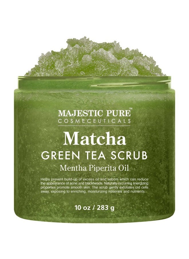 Matcha Green Tea Body Scrub for All Natural Skin Care - Exfoliating Multi Purpose Body and Facial Scrub Moisturizes and Nourishes Face and Skin - 10 oz - Great Gift for Her