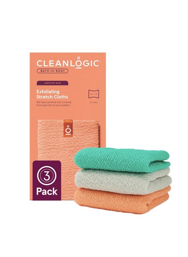 Bath and Body Exfoliating Stretch Bath/Shower Cloth, Assorted Colors, 3 Count