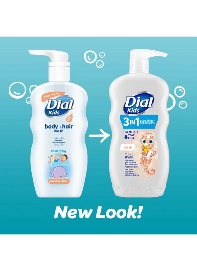 Kids 3-in-1 Body + Hair + Bubble Bath, Peach, 24 fl oz (Pack of 4)