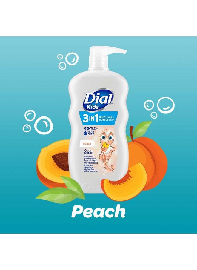 Kids 3-in-1 Body + Hair + Bubble Bath, Peach, 24 fl oz (Pack of 4)
