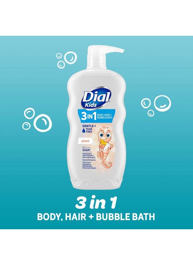 Kids 3-in-1 Body + Hair + Bubble Bath, Peach, 24 fl oz (Pack of 4)