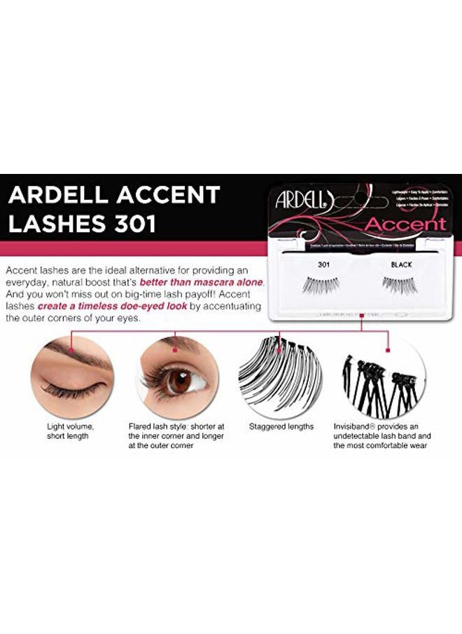 Ardell Accent Lashes, Black [301] 1 Pair