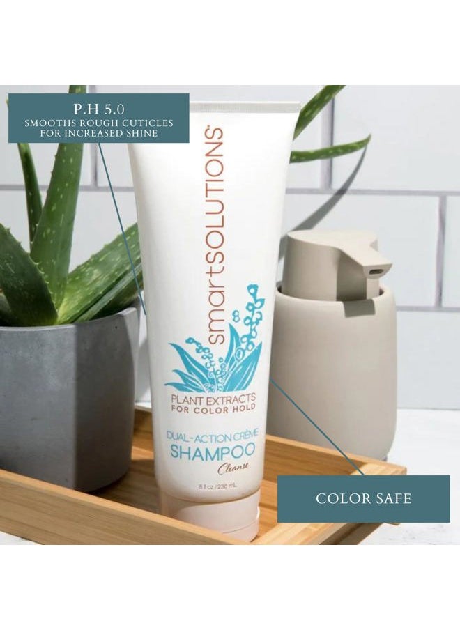 smartSOLUTIONS Dual-Action Creme Shampoo | Sulfate, Paraben & Sodium Chloride Free | Color Safe & Chemically Treated Hair Safe (8 fl oz)