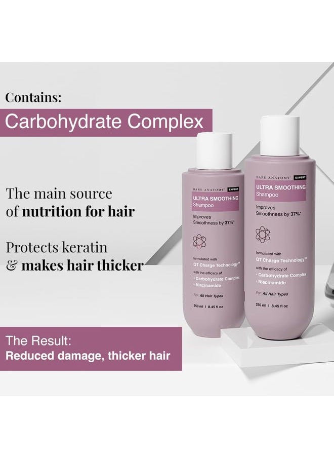 Ultra Smoothing Hair Shampoo | Restores Smoothing & Texture by 27% | Dry & Frizzy Hair | Paraben & Sulfate Free | For Women & Men | 250ml