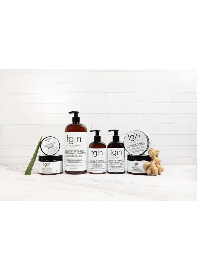 tgin Miracle RepaiRx Protective Leave In Conditioner for Curly, Coily, and Wavy Hair, with Biotin and Black Castor Oil, Repairs and Restores Damaged, Color-Treated Hair, 13 oz
