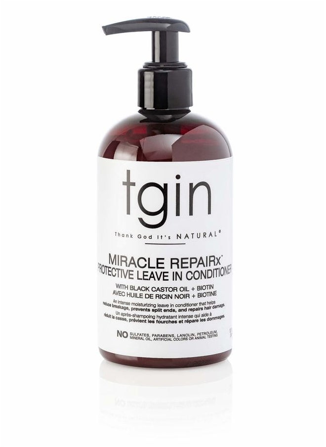 tgin Miracle RepaiRx Protective Leave In Conditioner for Curly, Coily, and Wavy Hair, with Biotin and Black Castor Oil, Repairs and Restores Damaged, Color-Treated Hair, 13 oz