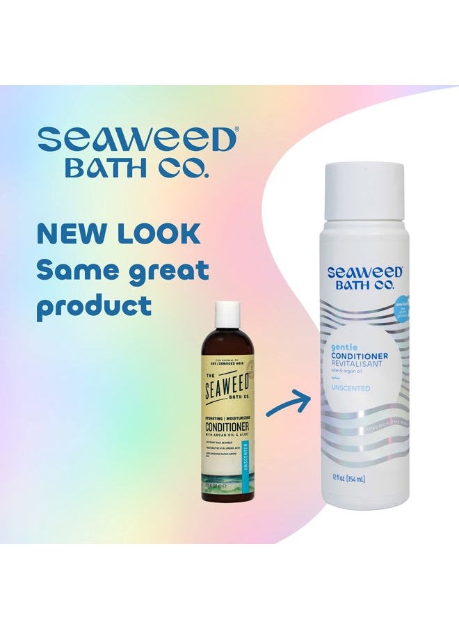 Seaweed Bath Co. Gentle Conditioner, Unscented, 12 Ounce, Sustainably Harvested Seaweed, Aloe, Argan Oil, for Sensitive Scalps