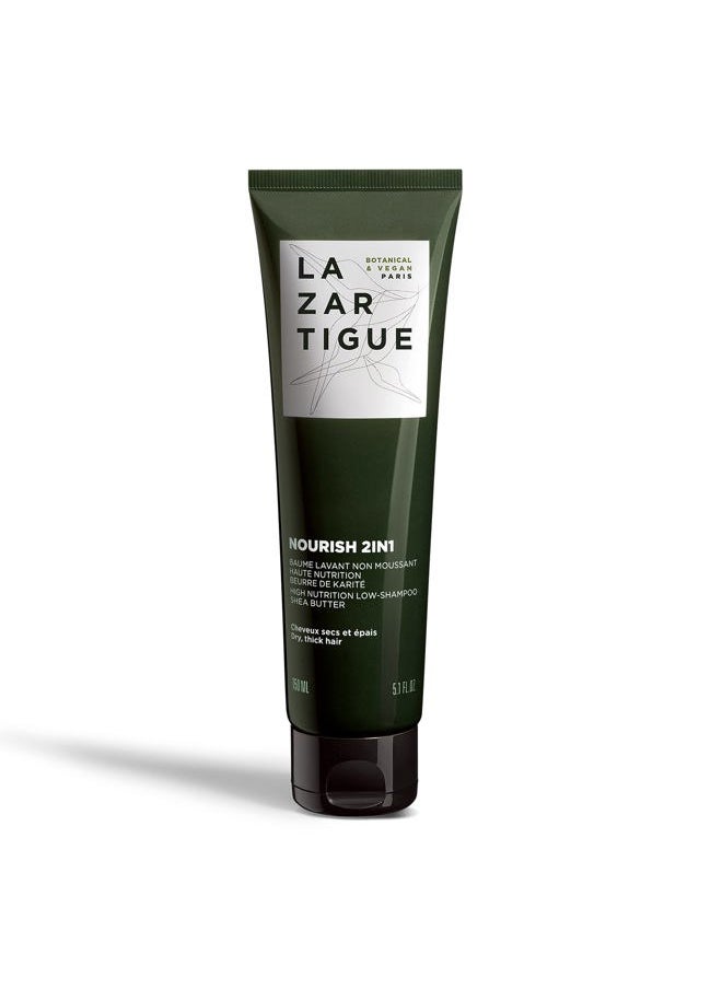 Nourish 2IN1 Low Shampoo, Shea & Babassu Butters, Intensive Nourishment for Dry Hair, Vegan, Sulfate & Silicone Free, 5.1 fl.oz.