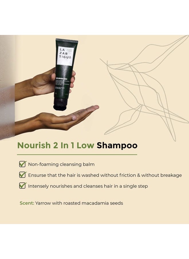Nourish 2IN1 Low Shampoo, Shea & Babassu Butters, Intensive Nourishment for Dry Hair, Vegan, Sulfate & Silicone Free, 5.1 fl.oz.