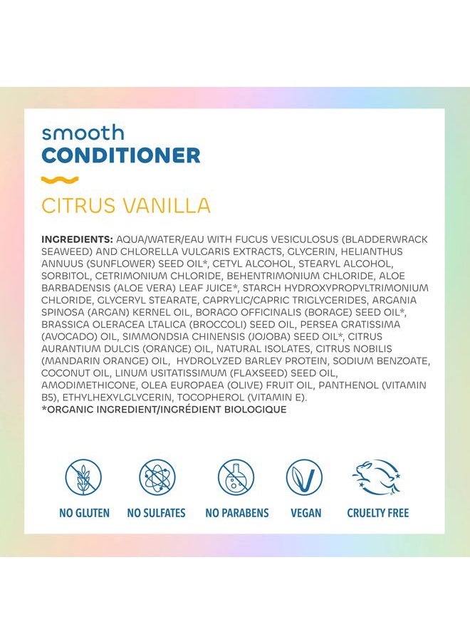 Seaweed Bath Co. Smooth Conditioner, Citrus Vanilla Scent, 12 Ounce, Sustainably Harvested Seaweed, Borage and Broccoli Seed Oils, For Curly and Frizzy Fine Hair