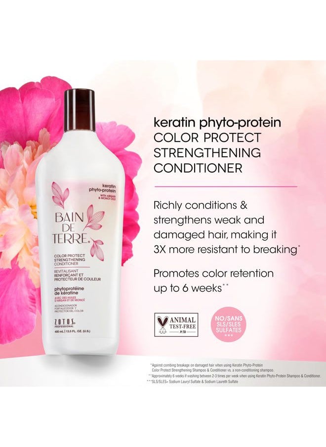Keratin Phyto-Protein Color Protect Strengthening Conditioner, Color-Safe Strengthening for Weak & Damaged Hair, Sulfate-Free, Paraben-Free 13.5 Fl Oz