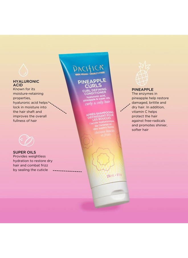 Beauty, Pineapple Curls Defining Natural Conditioner, For Curly, Coily and Textured Hair Types, Pineapple Scent, Sulfate Free and Silicone Free, 100% Vegan and Cruelty Free