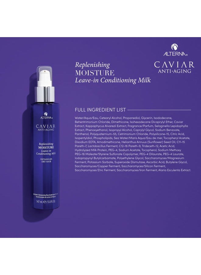 Haircare CAVIAR Anti-Aging Replenishing Moisture Leave-in Conditioning Milk, 5 Fl Oz | Detangles Dry Hair | Sulfate Free, Paraben Free