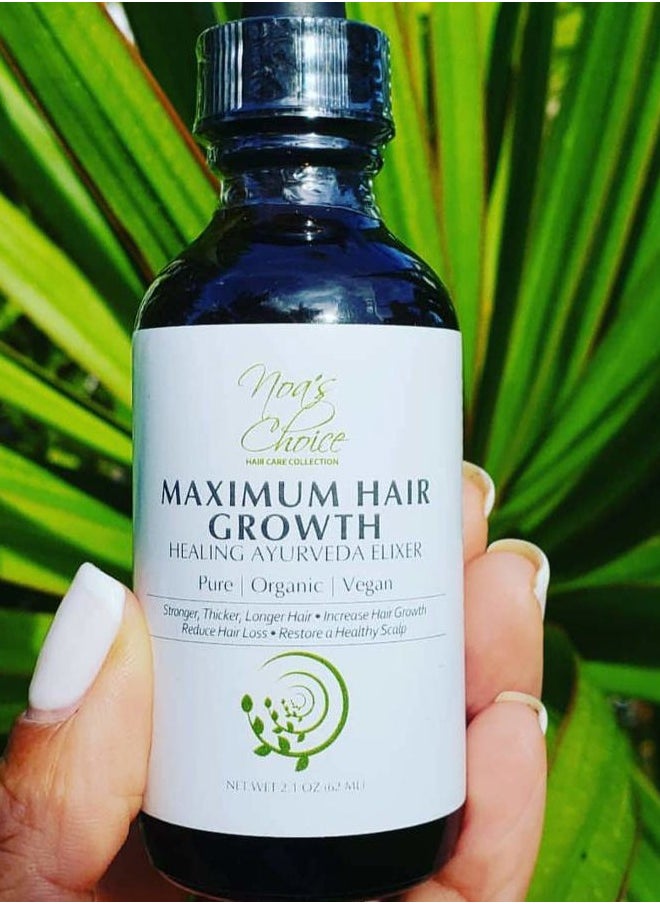 Noa's Choice ORGANIC Ayurvedic Hair Growth Formula for FULLER, Longer, Thicker, Healthier Hair. Revive your Hair and Scalp TODAY! Best Treatment for Hair Loss & Thinning Hair 2.1 oz