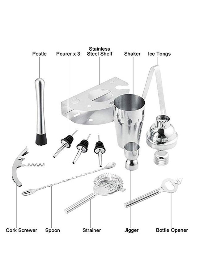 12-Piece Cocktail Shaker Set Silver 550cm