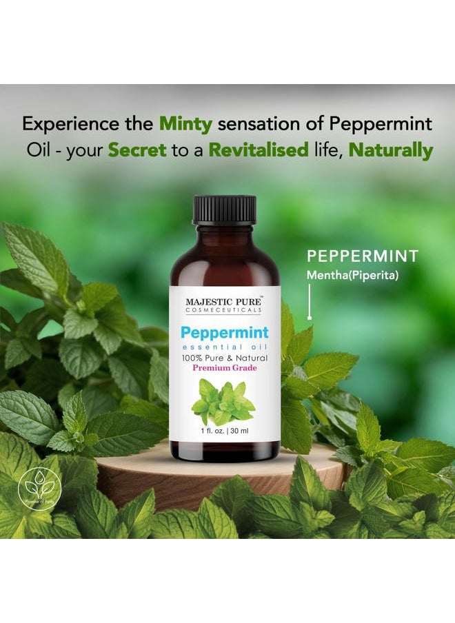 MAJESTIC PURE Peppermint Essential Oil | 100% Pure and Natural Peppermint Oil | Premium Grade Essential Oils for Hair Care, Home Diffusers, Skin, Aromatherapy, Massage and Humidifiers | 1 Fl Oz