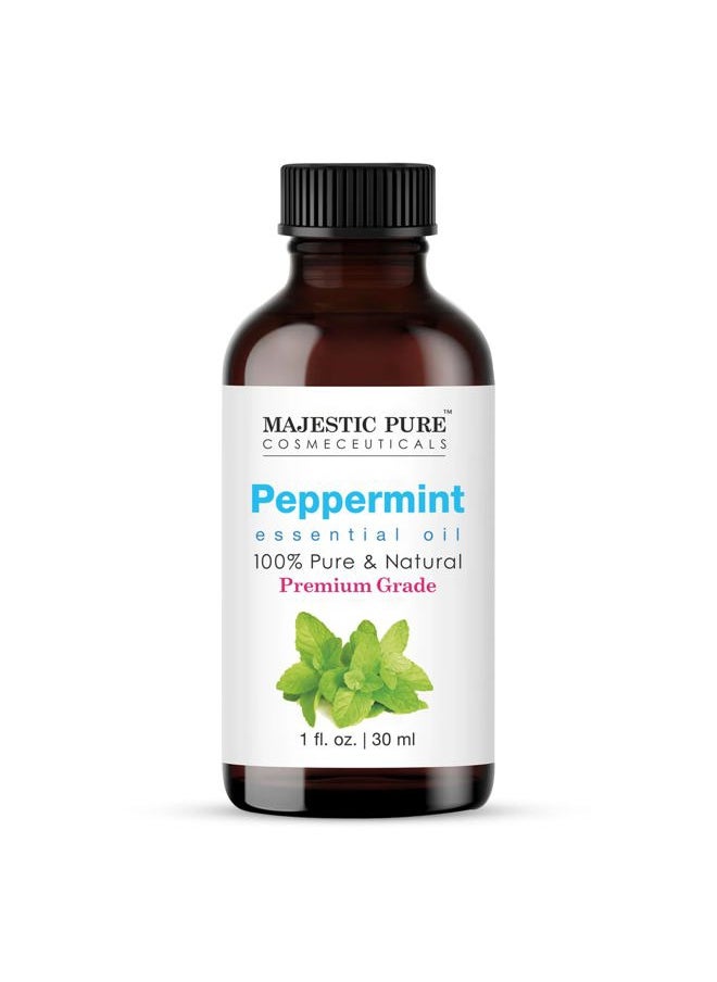 MAJESTIC PURE Peppermint Essential Oil | 100% Pure and Natural Peppermint Oil | Premium Grade Essential Oils for Hair Care, Home Diffusers, Skin, Aromatherapy, Massage and Humidifiers | 1 Fl Oz
