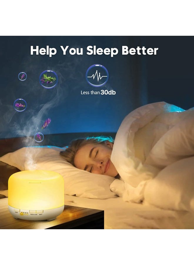 YIKUBEE Oil Diffuser, 500ml Essential Oil Diffuser, Humidifier with Remote Control, Aromatherapy Diffusers for Home, Diffusers for Essential Oils Large Room
