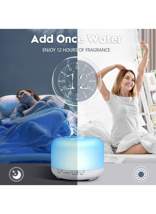 YIKUBEE Oil Diffuser, 500ml Essential Oil Diffuser, Humidifier with Remote Control, Aromatherapy Diffusers for Home, Diffusers for Essential Oils Large Room