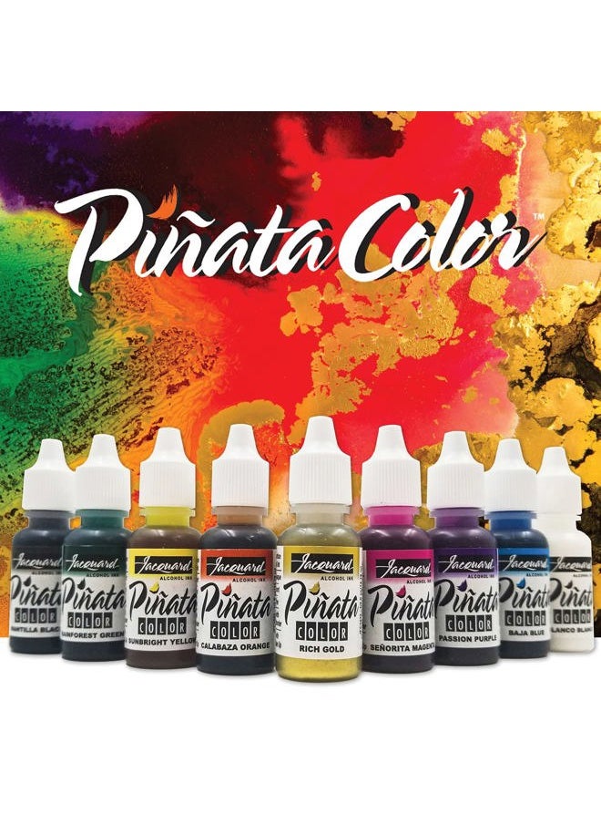 Alcohol Ink Set - Pinata Color Exciter Pack - Highly Saturated - Acid-Free - 9 Assorted Colors Half Ounce