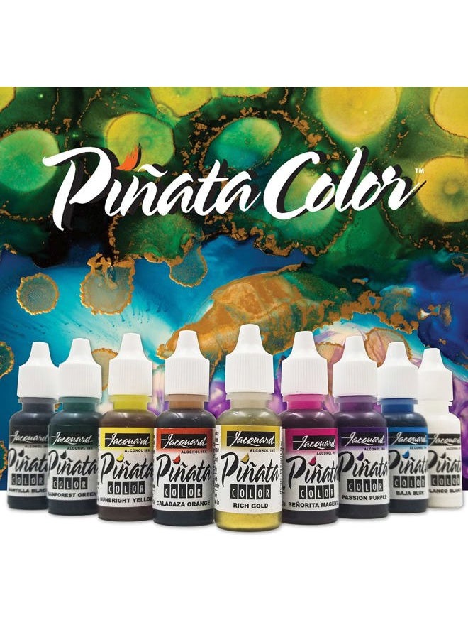 Alcohol Ink Set - Pinata Color Exciter Pack - Highly Saturated - Acid-Free - 9 Assorted Colors Half Ounce