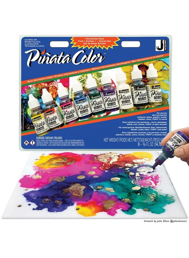 Alcohol Ink Set - Pinata Color Exciter Pack - Highly Saturated - Acid-Free - 9 Assorted Colors Half Ounce