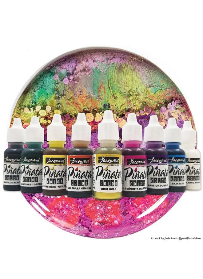 Alcohol Ink Set - Pinata Color Exciter Pack - Highly Saturated - Acid-Free - 9 Assorted Colors Half Ounce