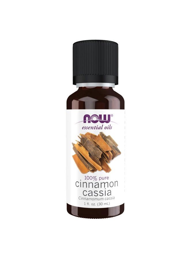 NOW Essential Oils, Cinnamon Cassia Oil, Warming Aromatherapy Scent, Steam Distilled, 100% Pure, Vegan, Child Resistant Cap, 1-Ounce
