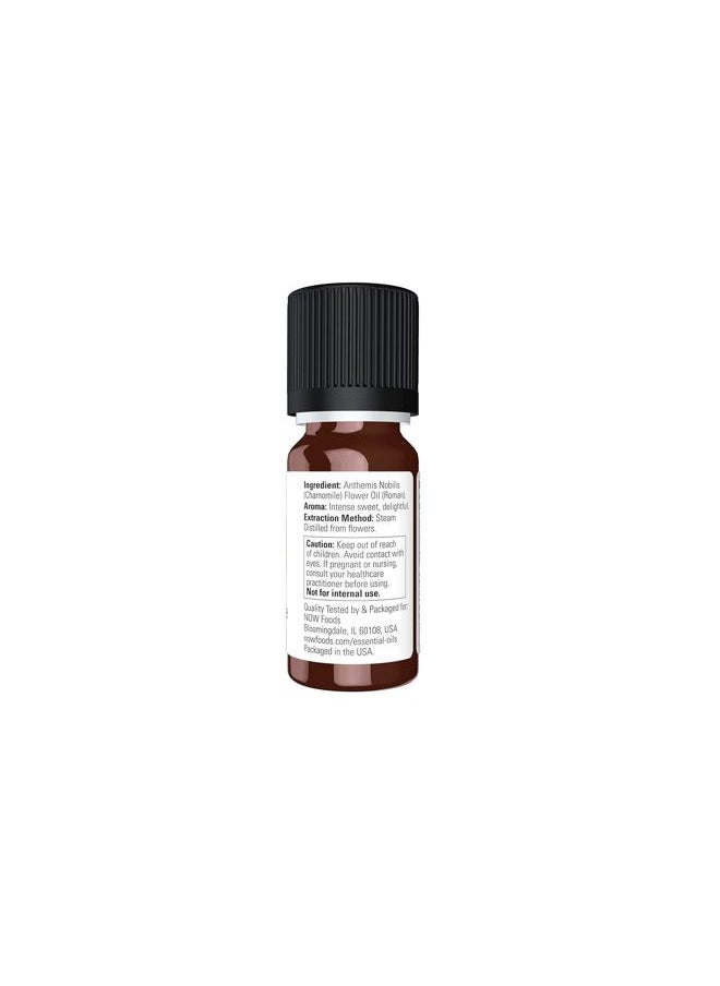 NOW Essential Oils, Chamomile Oil, Delightful Aromatherapy Scent, Steam Distilled, 100% Pure, Vegan, Child Resistant Cap, 10-ml