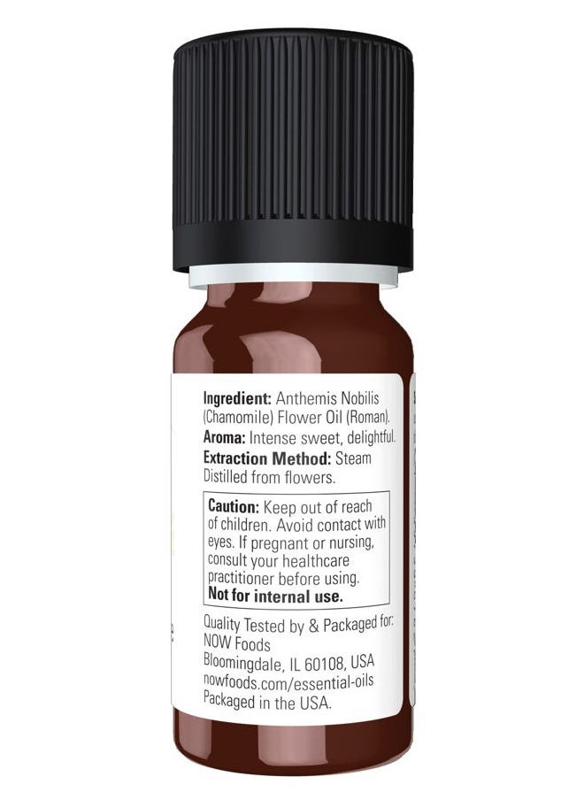 NOW Essential Oils, Chamomile Oil, Delightful Aromatherapy Scent, Steam Distilled, 100% Pure, Vegan, Child Resistant Cap, 10-ml