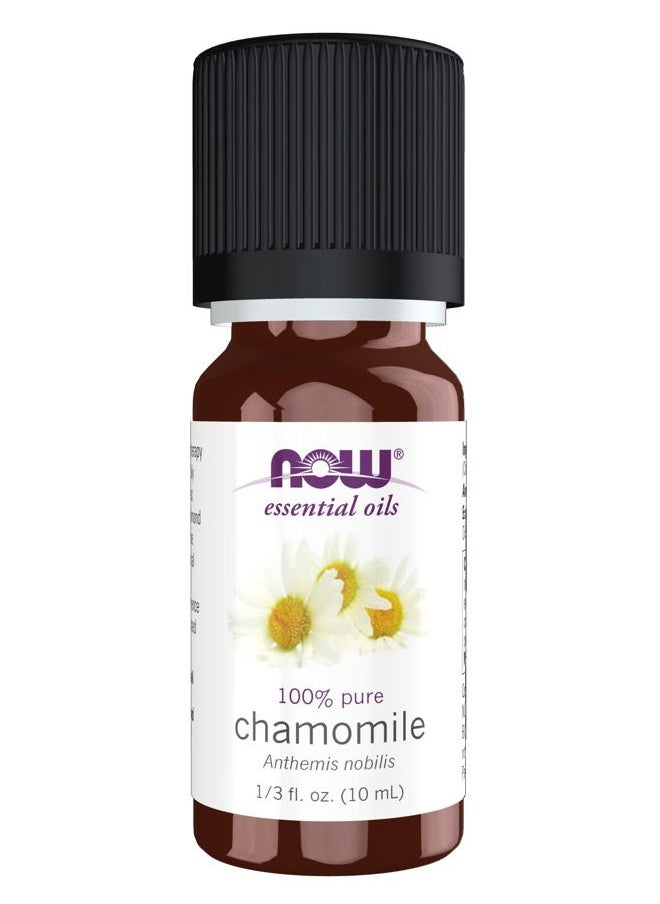 NOW Essential Oils, Chamomile Oil, Delightful Aromatherapy Scent, Steam Distilled, 100% Pure, Vegan, Child Resistant Cap, 10-ml