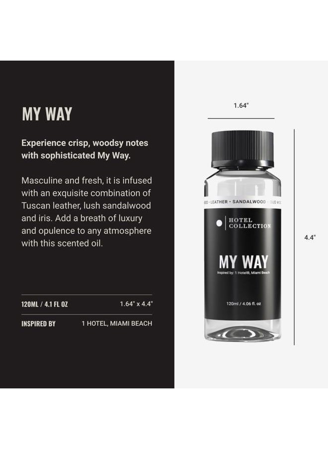 Hotel Collection - My Way Essential Oil Scent - Luxury Hotel Inspired Aromatherapy Scent Diffuser Oil - Lush Sandalwood, Warm Virginia Cedar, & Beautiful Iris - 120mL