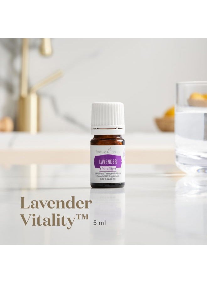 Vitality Lavender Essential Oil 5ml Bottle - Calming Floral Flavor - 100% Pure - Steam Distilled - Add a floral flavor to Foods and Beverages