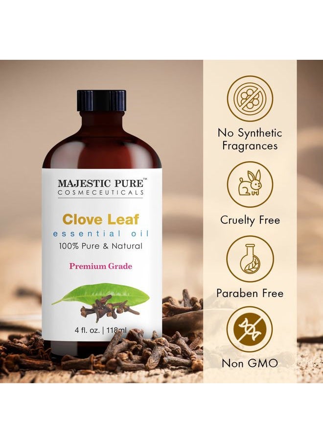 MAJESTIC PURE Clove Essential Oil | 100% Pure and Natural Clove Oil | Premium Grade Essential Oils for Hair Care, Home Diffusers, Skin, Aromatherapy, Massage and Humidifiers | 4 Fl Oz