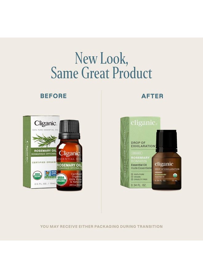 Organic Rosemary Essential Oil, 100% Pure Natural, for Hair, Skin, Aromatherapy | Non-GMO Verified