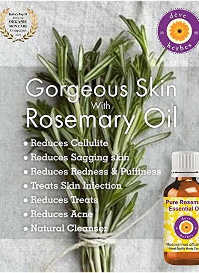 Deve Herbes Pure Rosemary Essential Oil (Rosmarinus officinalis) Steam Distilled 30ml (1 oz)