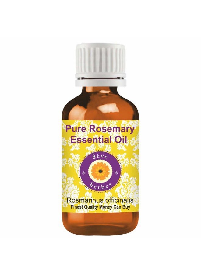 Deve Herbes Pure Rosemary Essential Oil (Rosmarinus officinalis) Steam Distilled 30ml (1 oz)