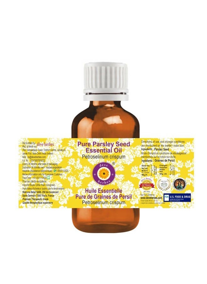 Deve Herbes Pure Parsley Seed Essential Oil (Petroselinum crispum) Steam Distilled 30ml (1 oz)