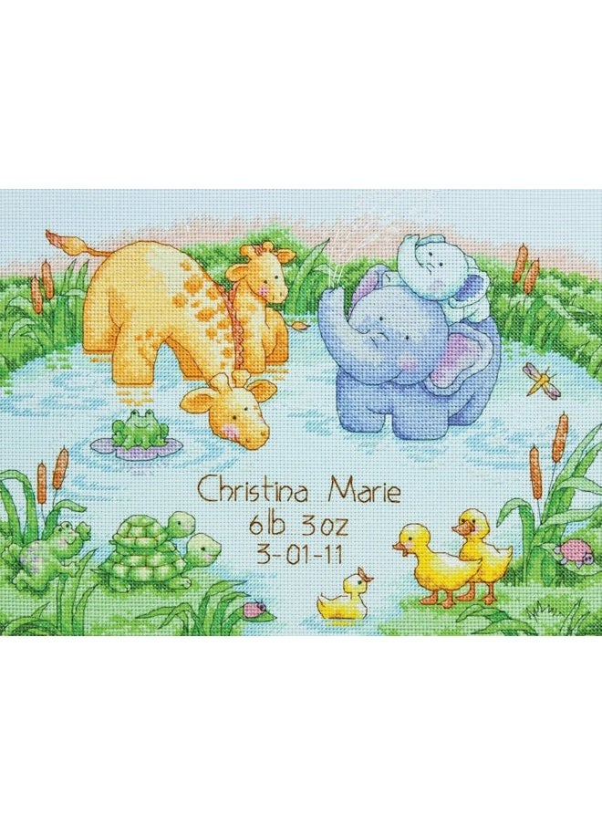 Little Pond Birth Record Counted Cross Stitch Kit, Gift, 12” x 9”