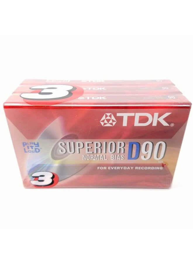 D90 High Output 90 Minute IECI/Type I Cassette Tapes, Set of (3)
