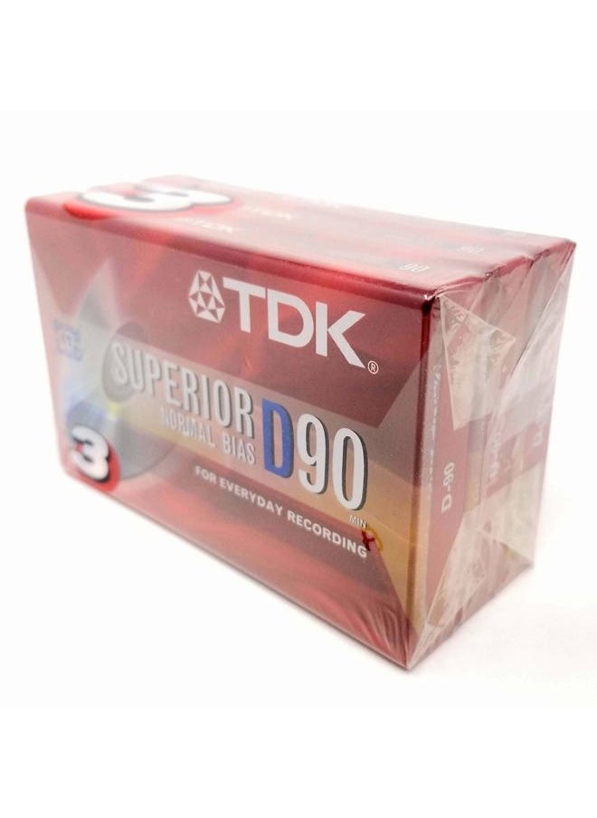 D90 High Output 90 Minute IECI/Type I Cassette Tapes, Set of (3)