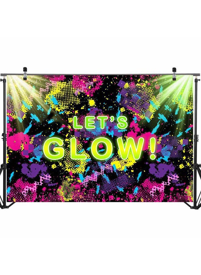Let's Glow Backdrop 7x5ft Glow Neon Party Splatter Background Glow Theme Birthday Party Backdrop Neon Party Supplies Background Party Decoration
