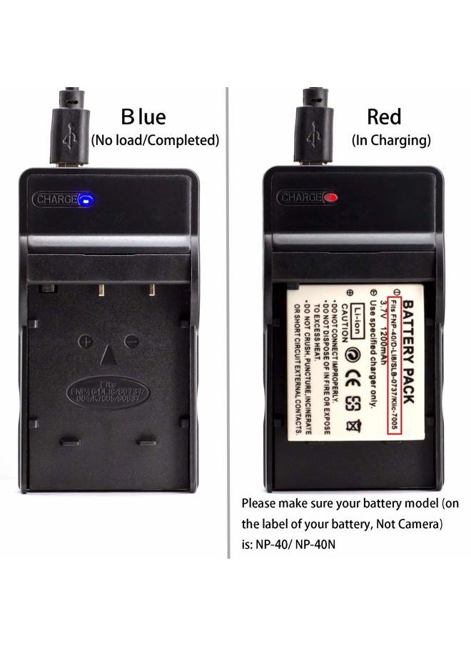 NP-40 LCD USB Charger for Fujifilm FinePix F402, F403, F420, F455, F460, F470, F480, F610, F650, F700, F710, F810, F811, J50, V10, Z1, Z2 Camera and More