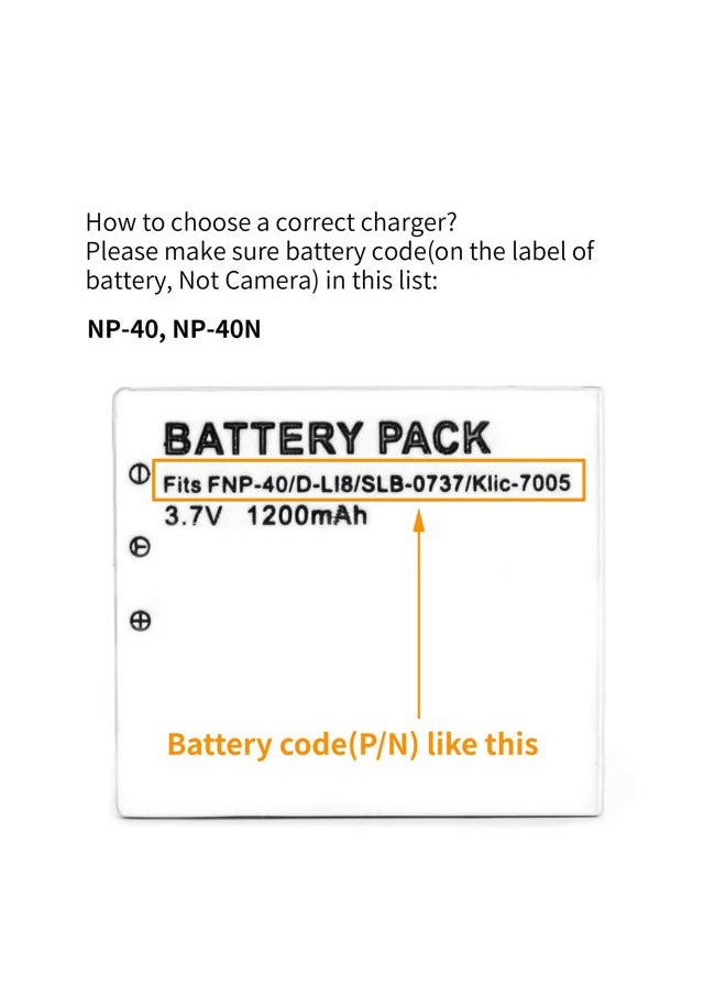 NP-40 LCD USB Charger for Fujifilm FinePix F402, F403, F420, F455, F460, F470, F480, F610, F650, F700, F710, F810, F811, J50, V10, Z1, Z2 Camera and More
