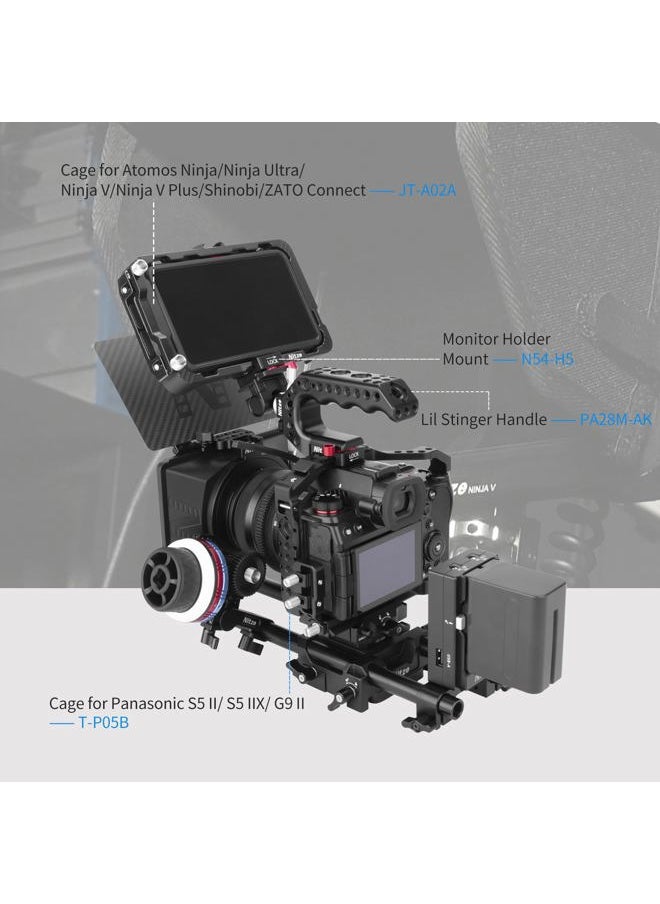 Cage for Atomos Ninja/Ninja Ultra/Ninja V/Ninja V Plus/Zato Connect/Shinobi, with HDMI Cable Clamp, Built-in NATO Rail and Cold Shoe - JT-A02A