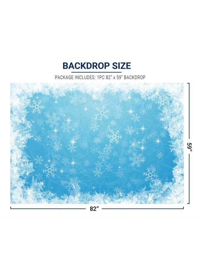 7x5ft Ice Blue Winter Backdrop for Studio Photography 1st First Birthday Party Decoration Banner Festival White Snowflake Snowfall Christmas Background Baby Shower Kids Photo Booth Props