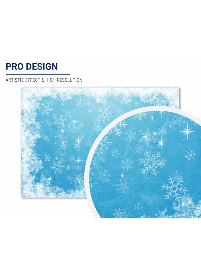 7x5ft Ice Blue Winter Backdrop for Studio Photography 1st First Birthday Party Decoration Banner Festival White Snowflake Snowfall Christmas Background Baby Shower Kids Photo Booth Props